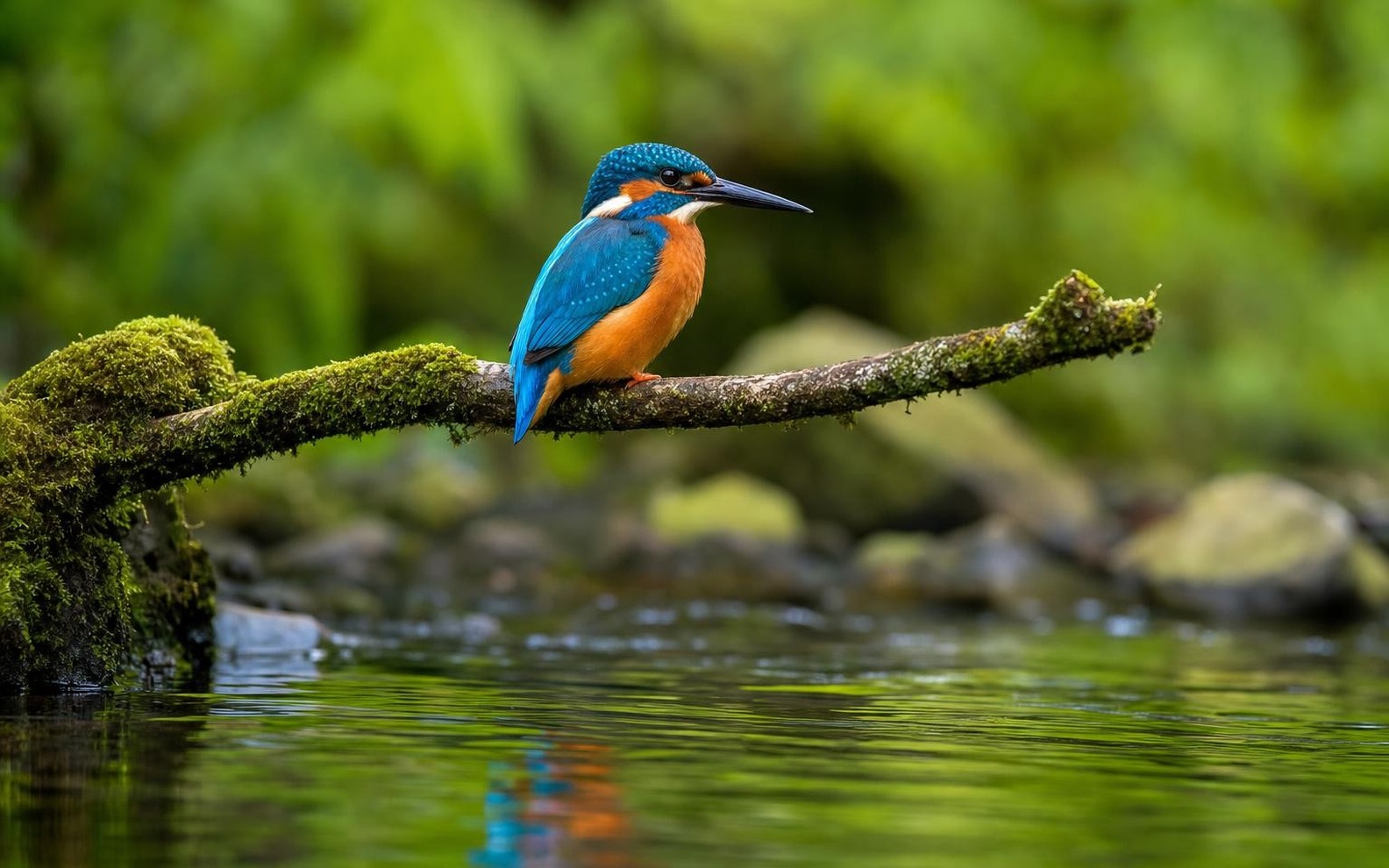 Foto pequeña y comprimida de un martín pescador antes de ampliarla. El mismo martín pescador ampliado con plumas y colores nítidos.
